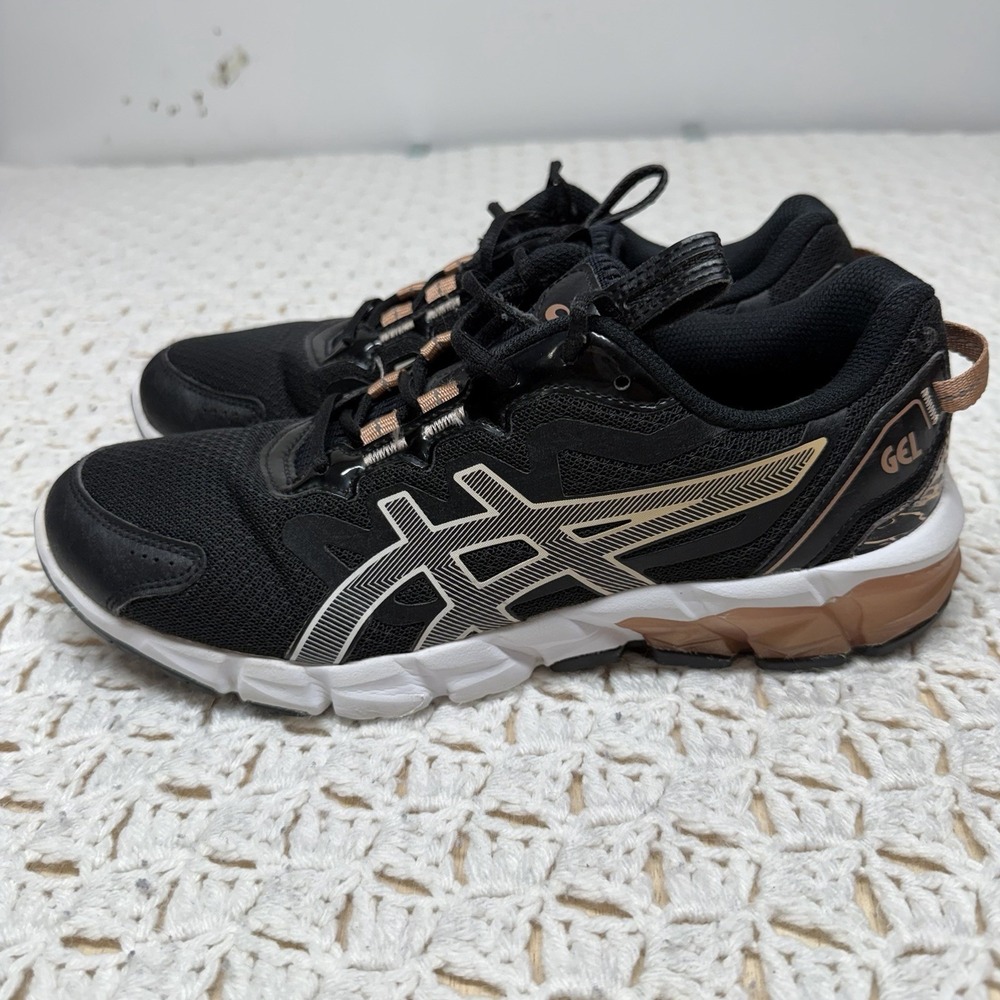 Aslcs Gel Quantum 90 Women Running Shoes 9.5 Black Rose Gold Sneaker 1202A345
